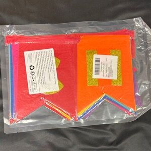 Merry Christmas Colorful Party Banner Flags Fabric Bunting Banner Holiday Decor